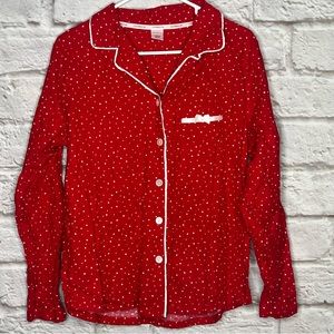 Liz Claiborne Pajama‎ Top Button Polka Dots Women's Size Medium